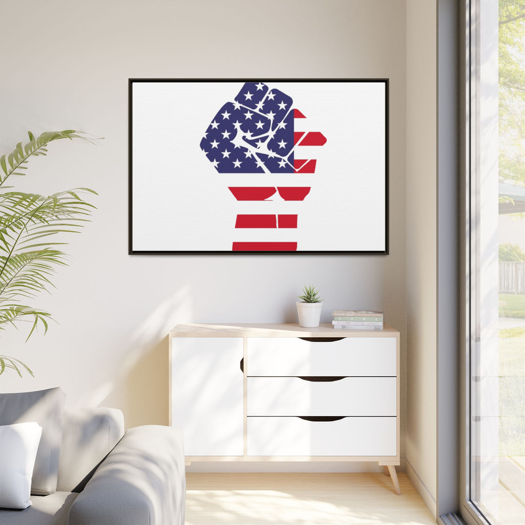 Framed Canvas Print – American Flag Fist Wall Art