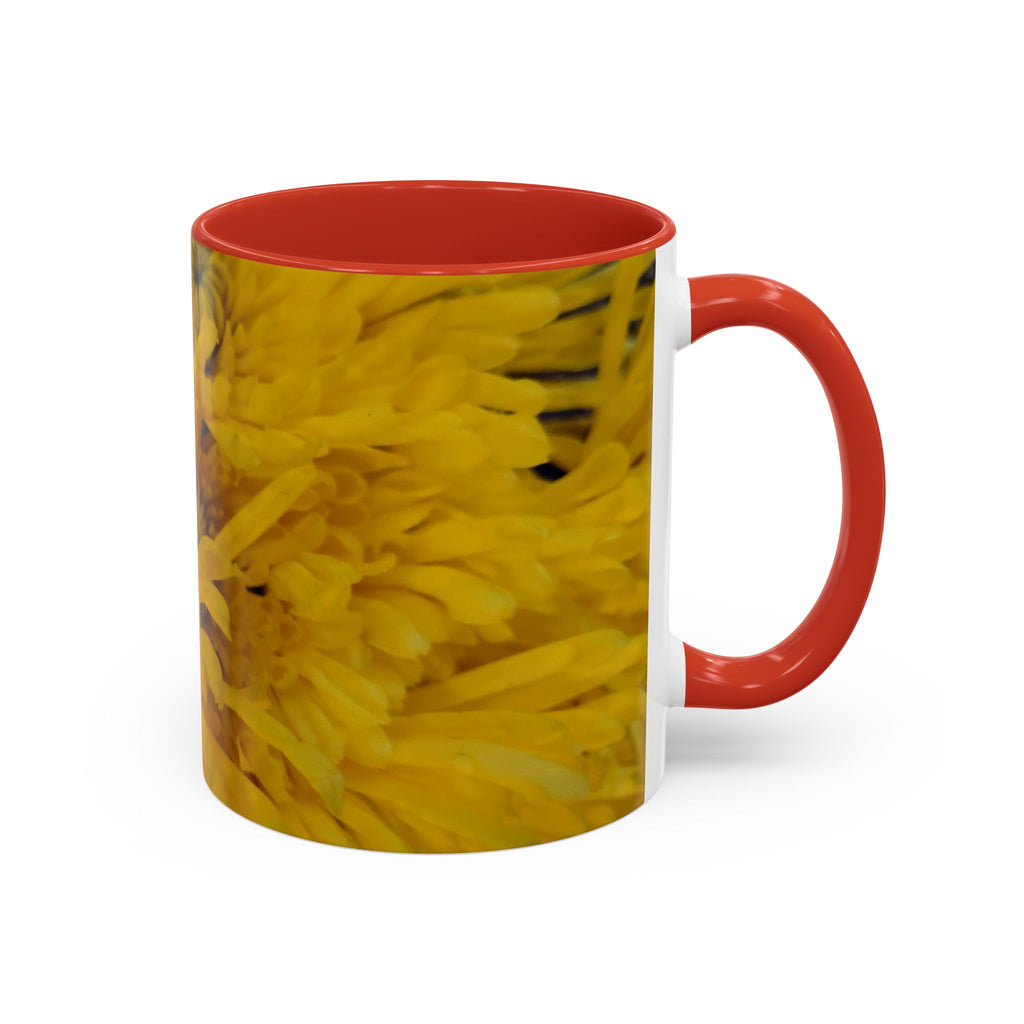 Yellow Chrysanthemum Accent Coffee Mug — Floral 11/15oz Tea Cup