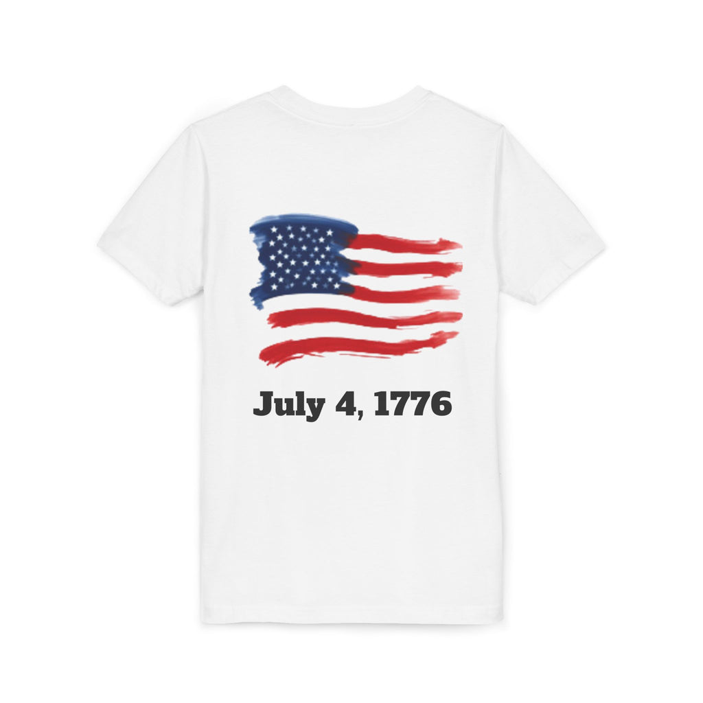 Youth T-shirt — Watercolor Rainbow & Paint Stroke American Flag Kids Shirt