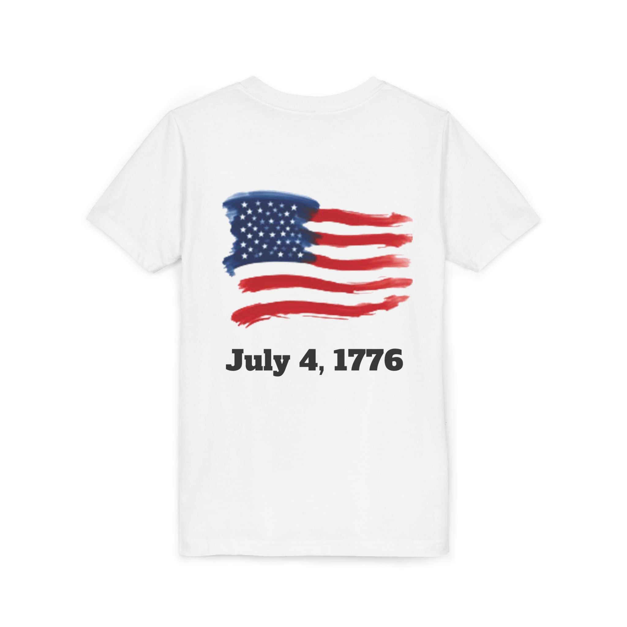 Youth T-shirt — Watercolor Rainbow & Paint Stroke American Flag Kids Shirt