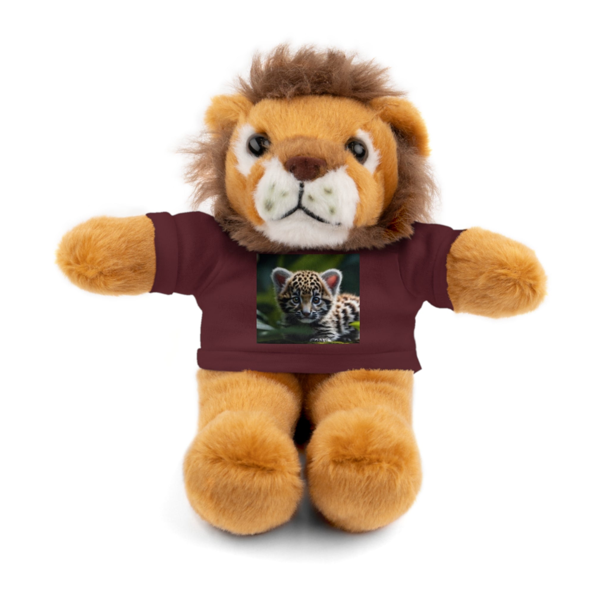 Plush Teddy Bear with Leopard Cub Tee — Cute Animal Gift for Kids & Wildlife Lovers