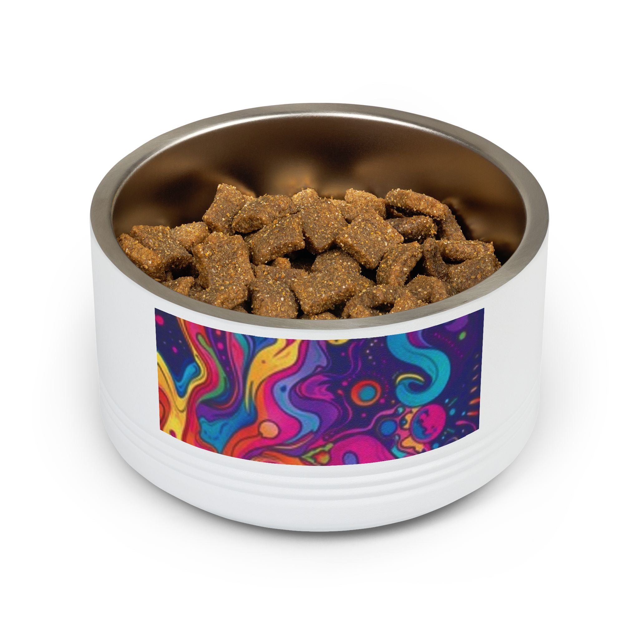 Cat Silhouette Pet Bowl — 18oz Stainless Steel Cat Food & Water Dish