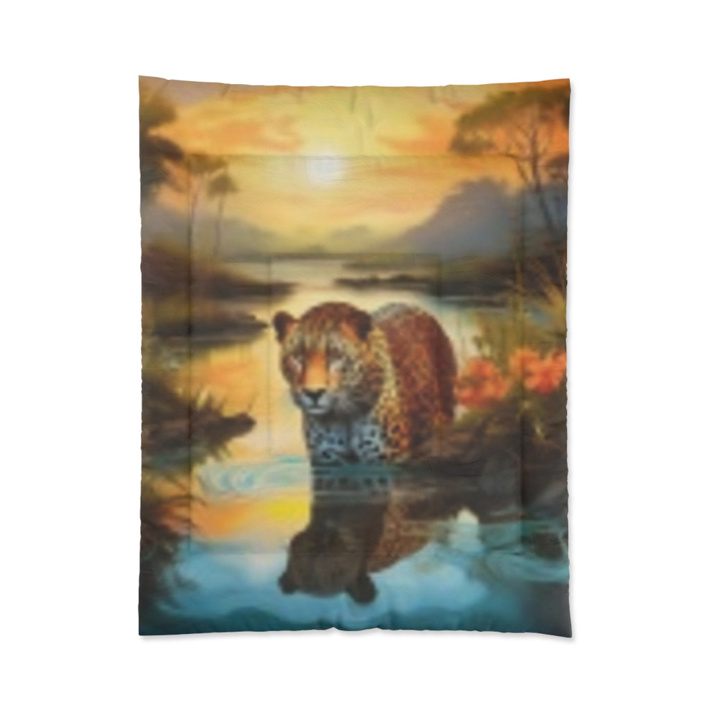 Leopard Sunset Comforter - Tropical Jungle Wildlife Bedding