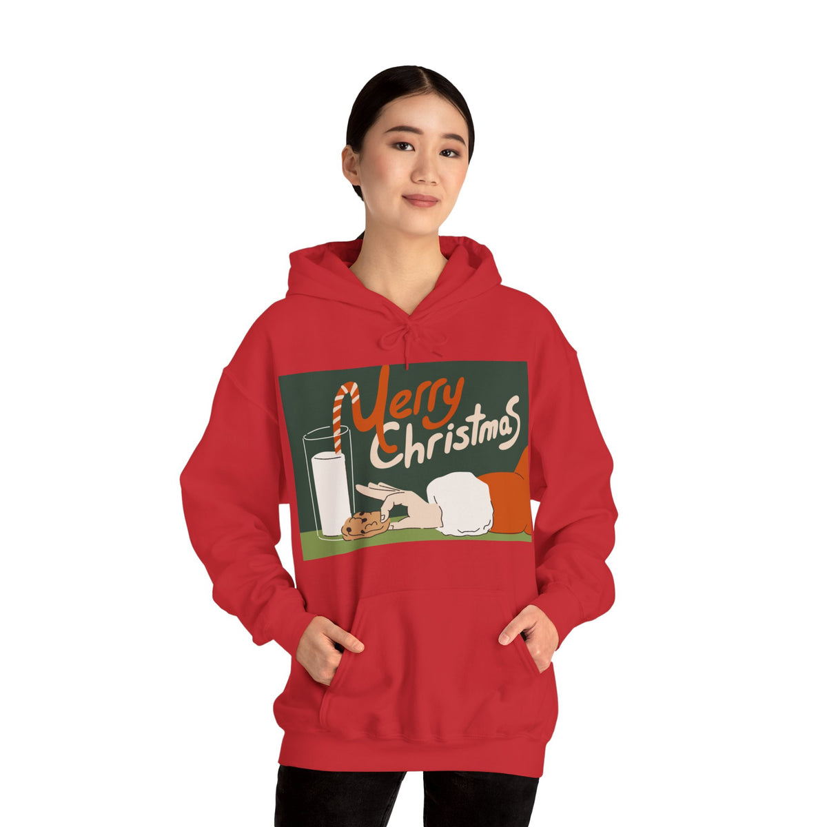 Merry Christmas Cookie & Milk Hoodie — Retro Holiday Sweatshirt