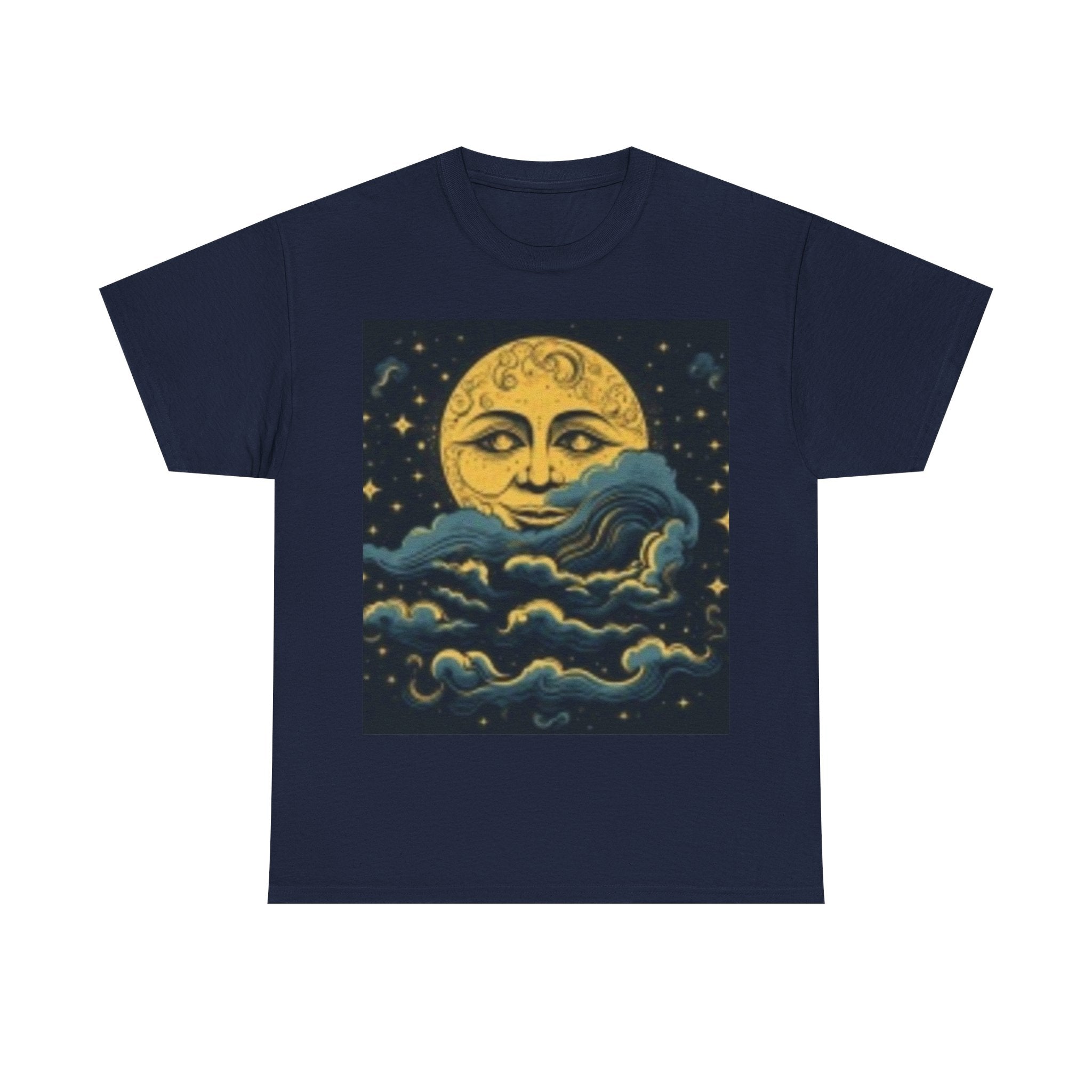Vintage Moon & Clouds Graphic Tee — Retro Celestial T-Shirt