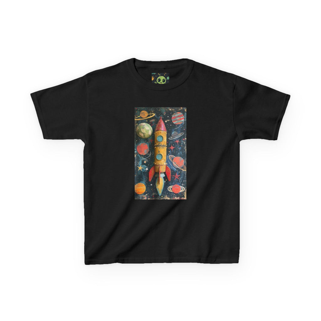 Kids Rocket Space Tee — Colorful Planets & Rocketship Shirt for Young Astronauts