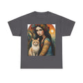 Vintage Portrait Tee — Woman with Cat Art Print