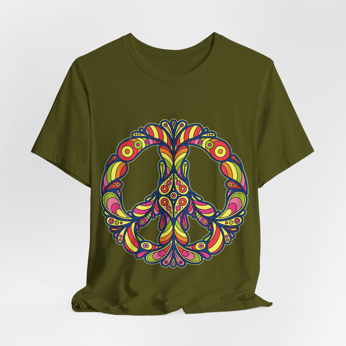 Psychedelic Floral Peace Sign T-Shirt World Peace