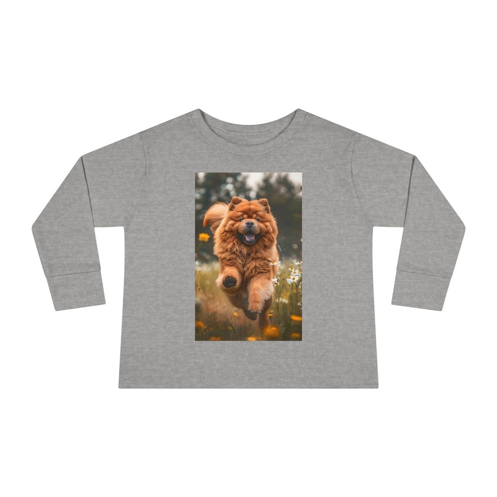 Toddler Long Sleeve Tee — Joyful Running Chow Chow Dog Photo Tee