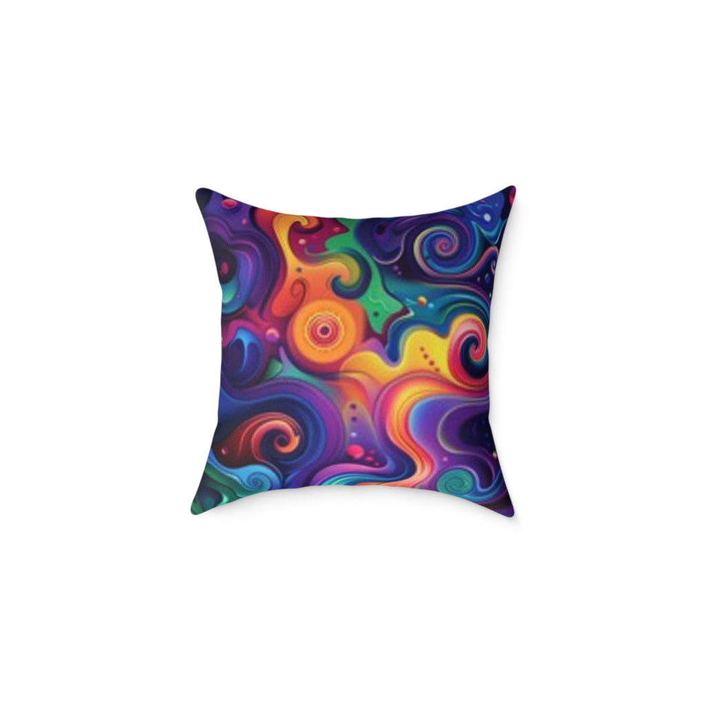 Psychedelic Zebra Swirl Square Throw Pillow
