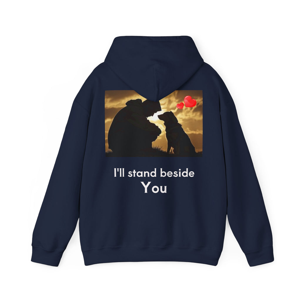 Hoodie — I'll stand beside You Silhouette of Person & Dog at Sunset Graphic Back Print