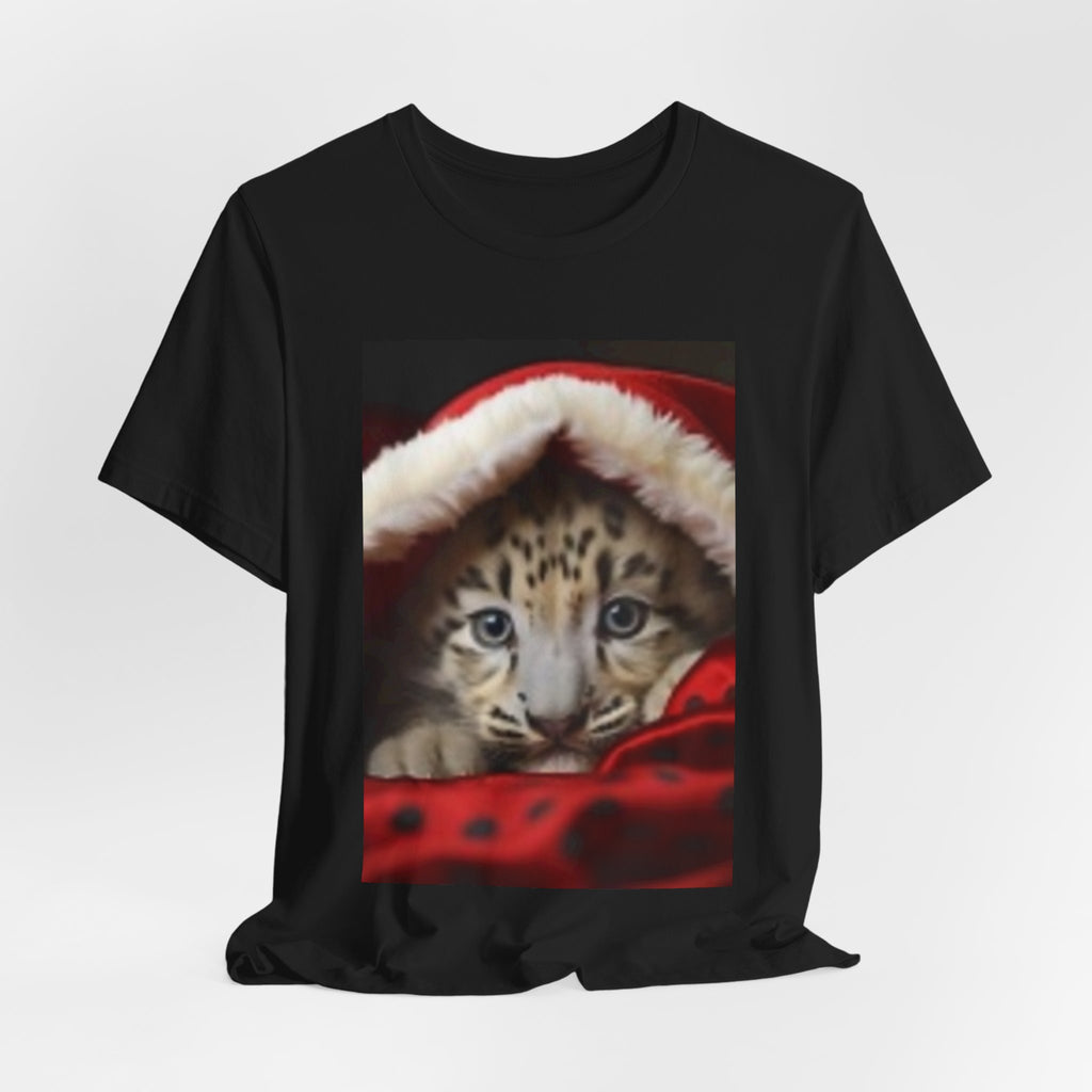 Christmas Snow Leopard Cub T-Shirt — Cute Holiday Cat Tee