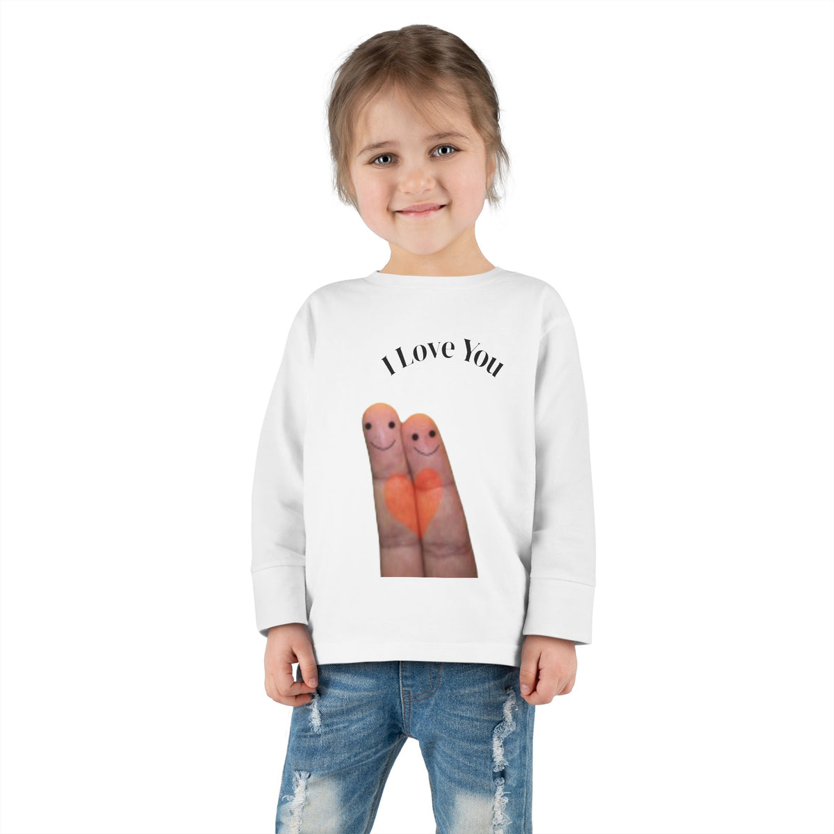 Toddler Tee — Cute Finger Friends I Love You Graphic Long-Sleeve Shirt