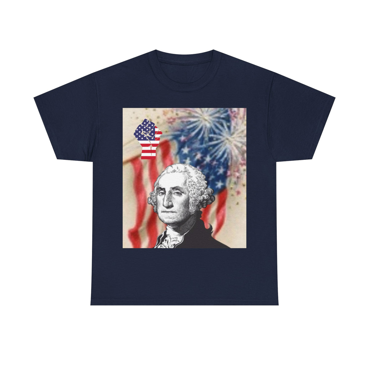 Patriotic George Washington & Facts Tee — American Flag & Fireworks 4th of July Shirt