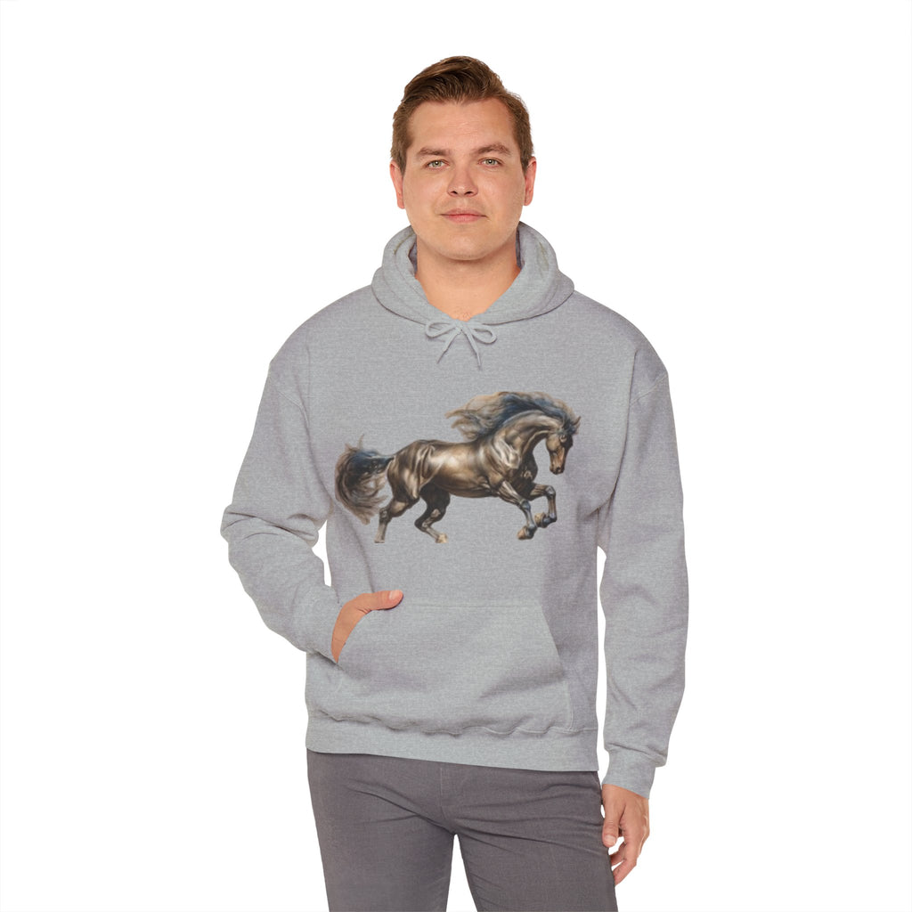 Galloping Stallion Hoodie – Realistic Bronze Horse Print