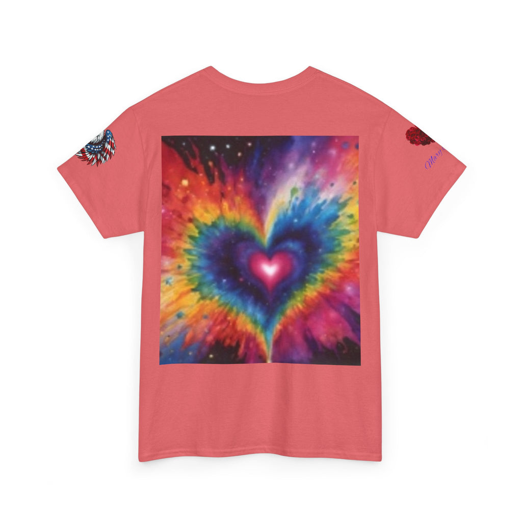 Mary Jordan Colorful Animal Print Patriotic Heart T-shirt