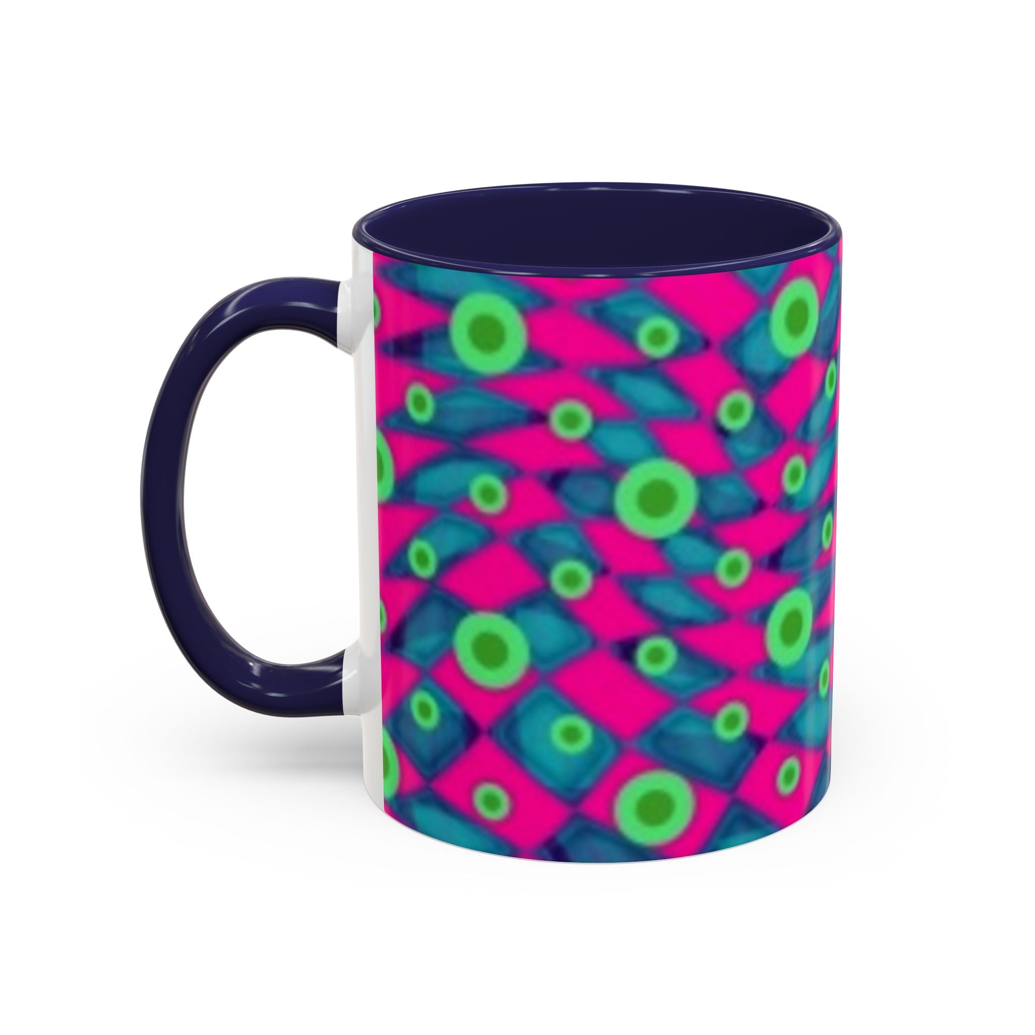 Abstract Neon Pattern Coffee Mug — Vibrant Retro Geometric Accent Mug (11/15oz)