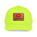 Kiss Me Red Lips Leather Patch Baseball Cap — Mid Profile Hat with Lip Print