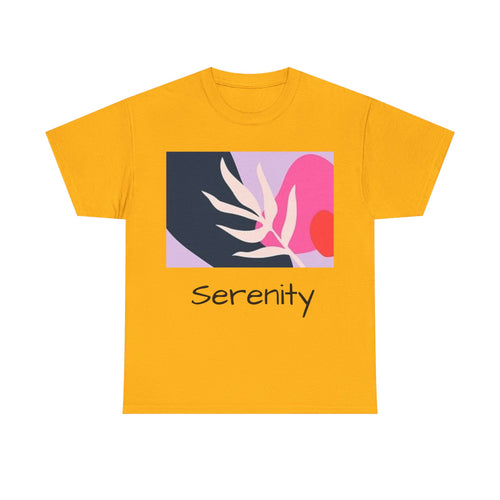 Abstract Botanical T-Shirt — Pink Sunset Leaf Graphic Tee