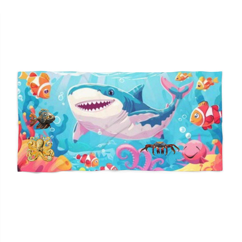 Kids' Shark Beach Towel — Colorful Underwater Cartoon Sea Life