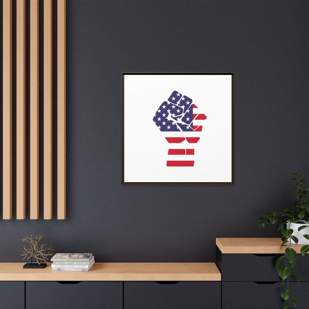 Framed Canvas Print – American Flag Fist Wall Art