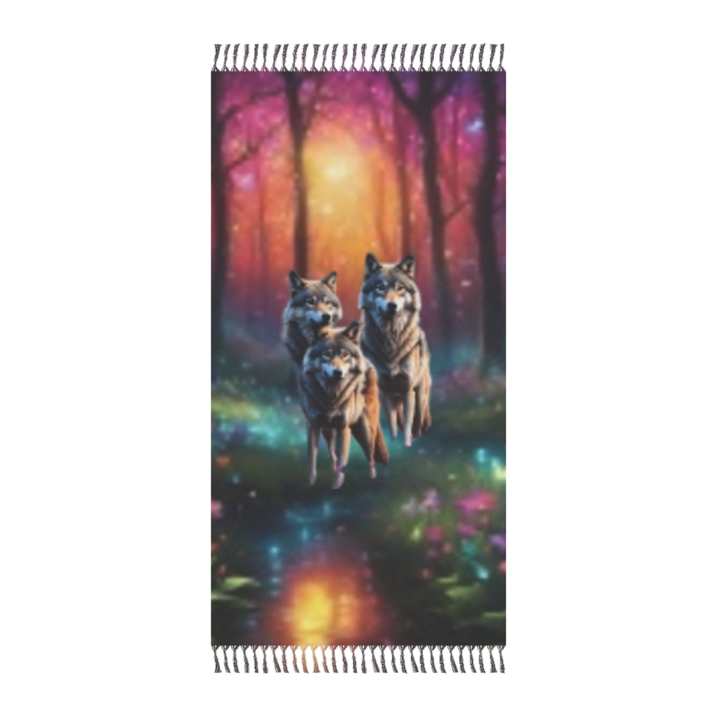 Boho Beach Towel — Mystic Wolves Forest Beach Blanket