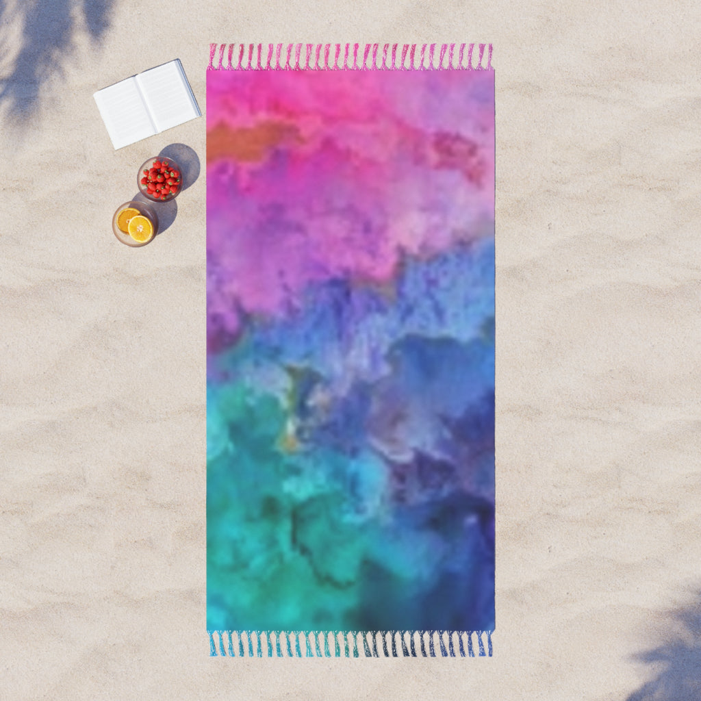 Boho Beach Towel — Watercolor Ombre Fringe Beach Cloth