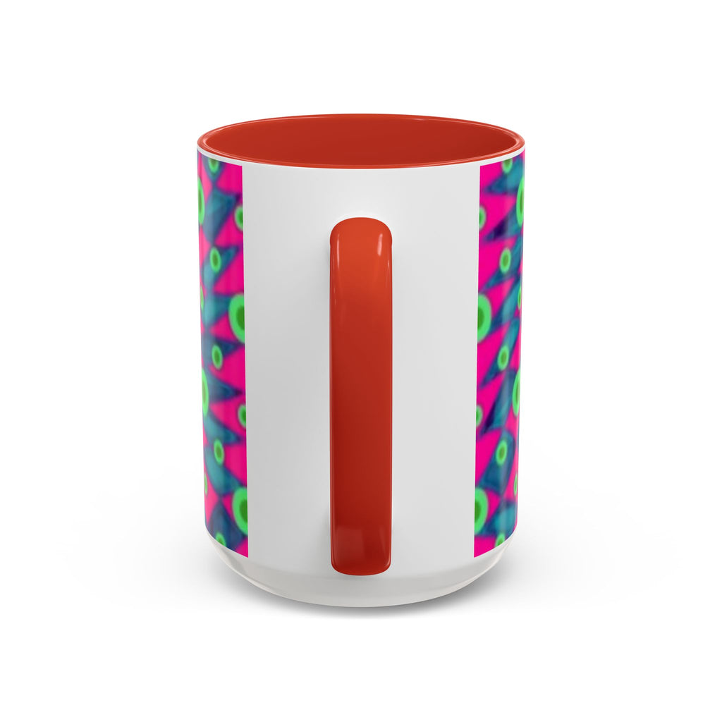 Abstract Neon Pattern Coffee Mug — Vibrant Retro Geometric Accent Mug (11/15oz)