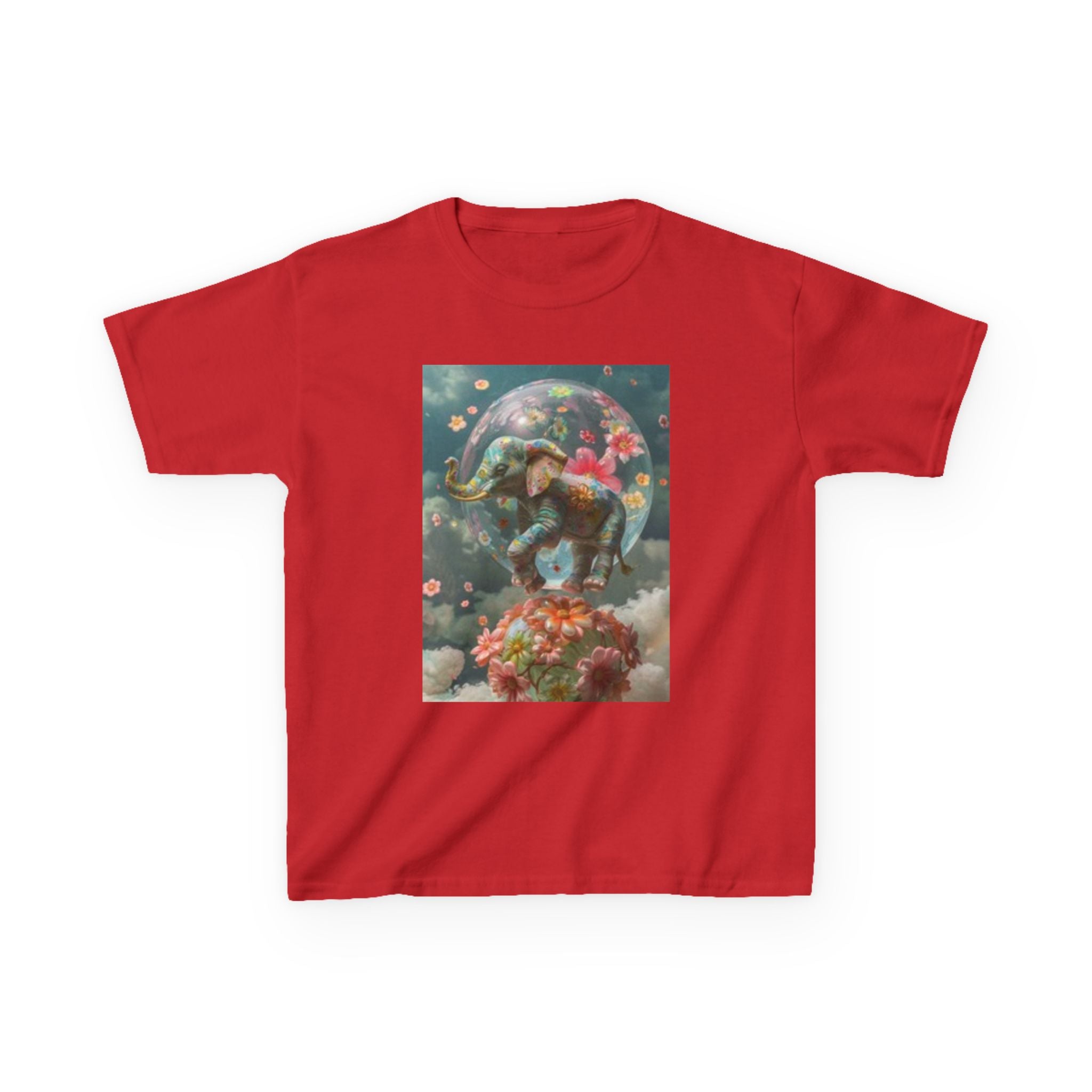Kids Tee — Dreamy Floral Elephant Illustration