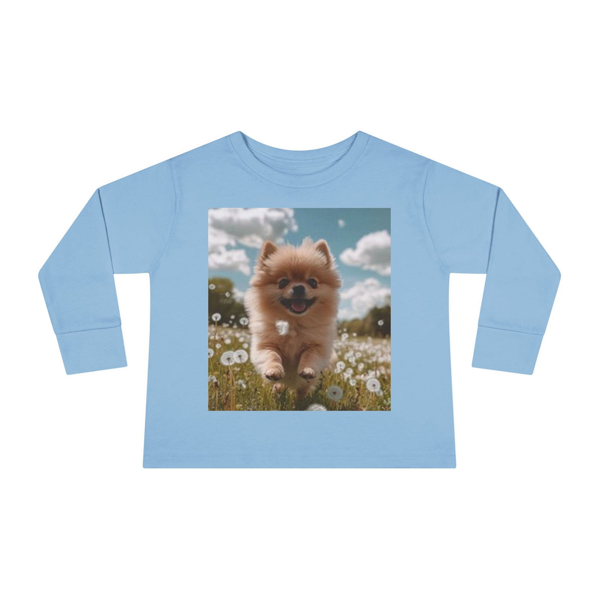 Toddler Tee — Puppy Running through Wildflowers Sleeve Shirt for Kids