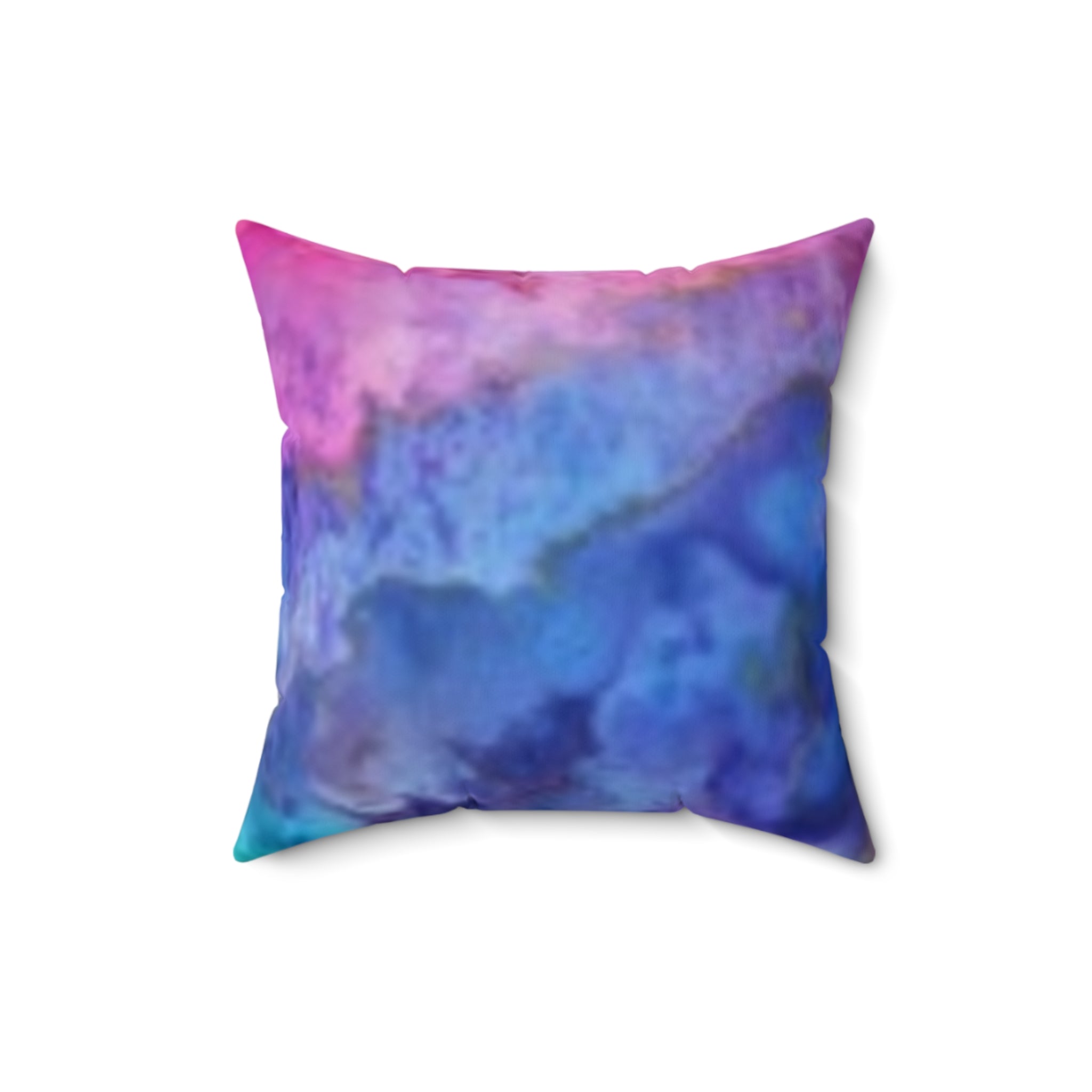 Watercolor Abstract Throw Pillow — Vibrant Pink Blue Decorative Cushion