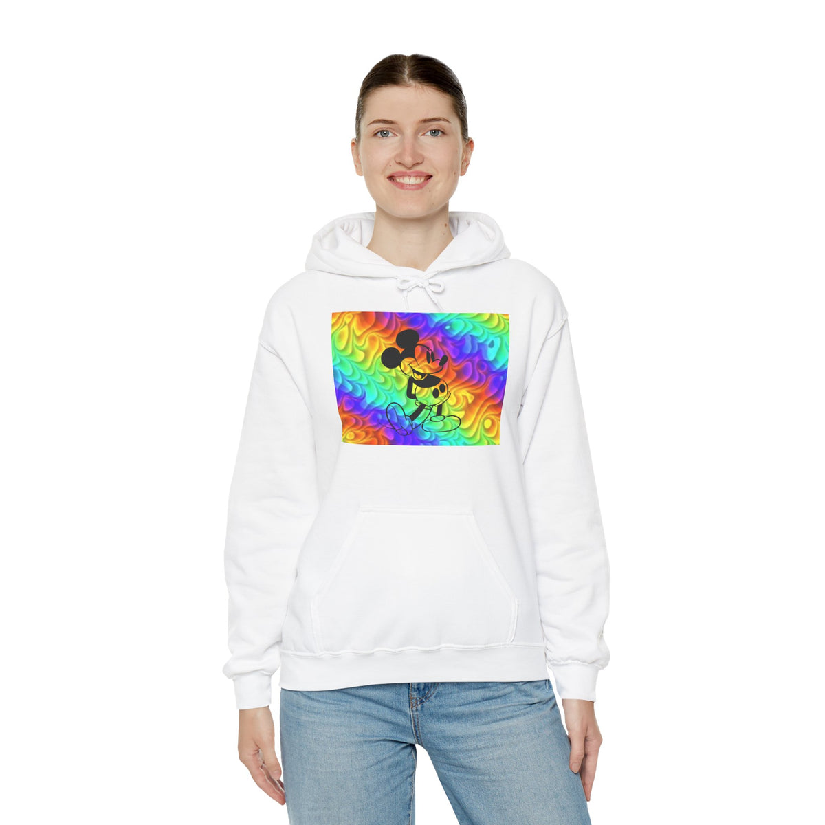 Mickey Mouse Rainbow Colors Unisex Heavy Blend Hooded Sweatshirt Warm & Cozy