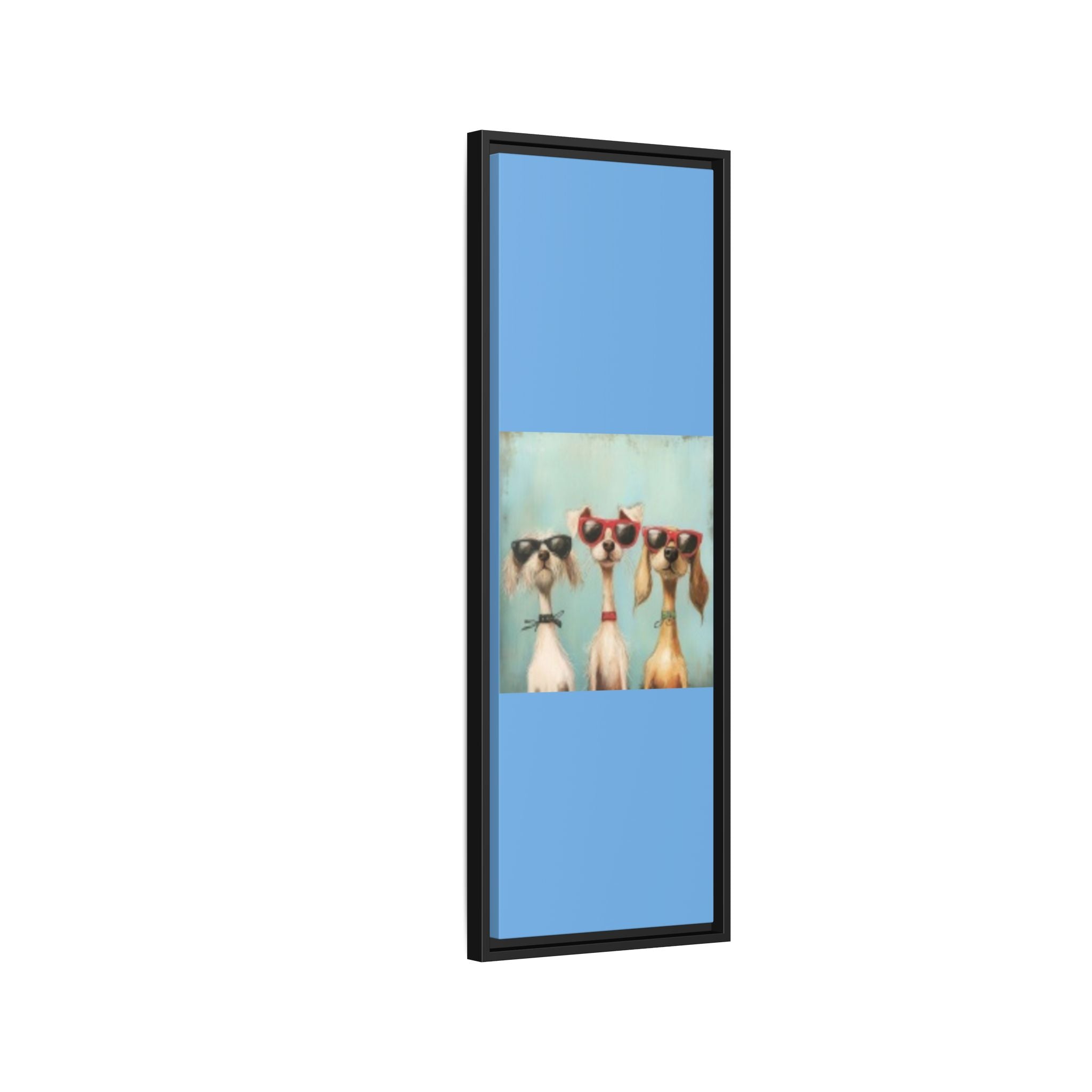 Framed Matte Canvas — Three Cool Dogs in Sunglasses Wall Art