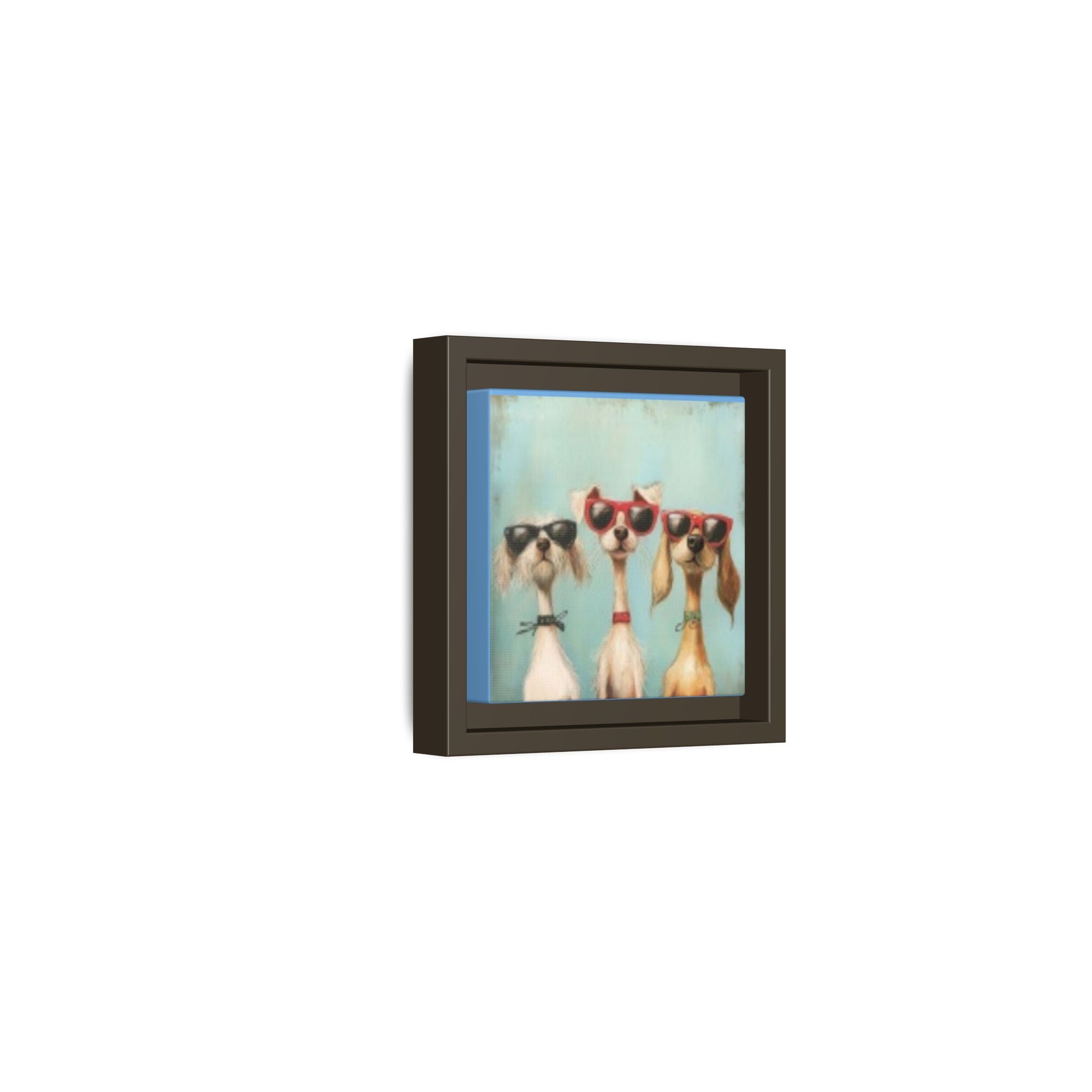 Framed Matte Canvas — Three Cool Dogs in Sunglasses Wall Art