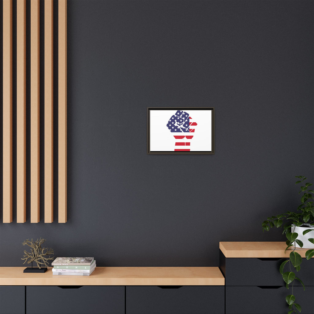 Framed Canvas Print – American Flag Fist Wall Art