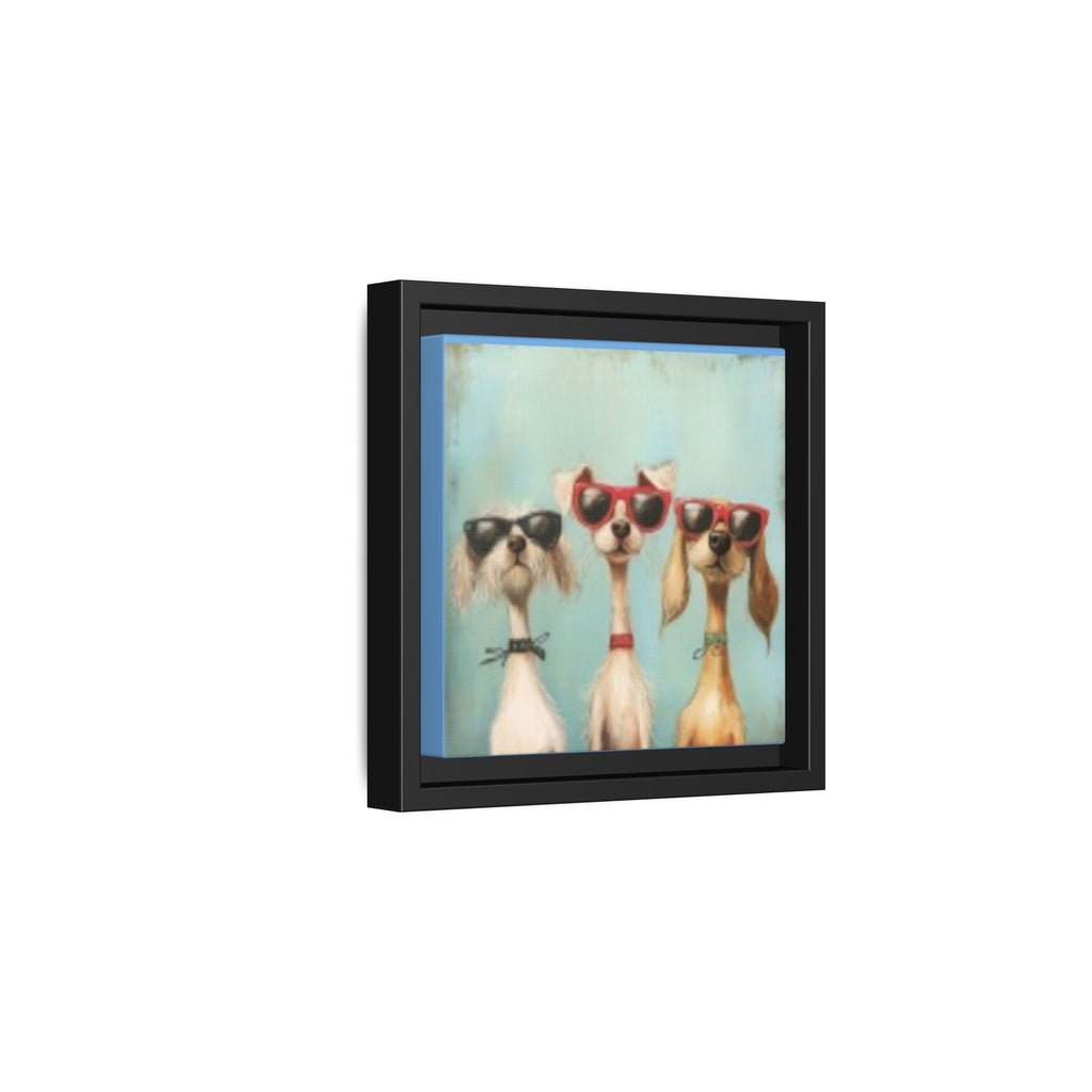 Framed Matte Canvas — Three Cool Dogs in Sunglasses Wall Art