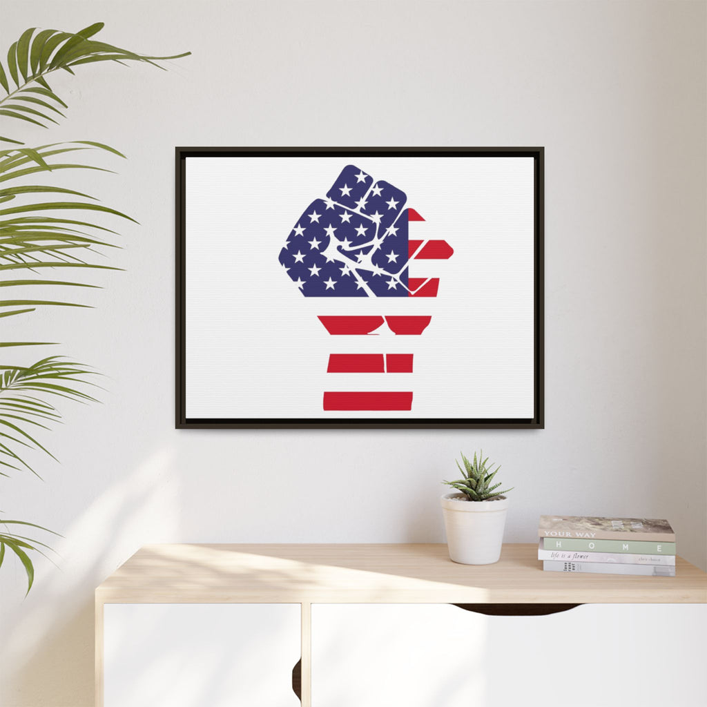 Framed Canvas Print – American Flag Fist Wall Art