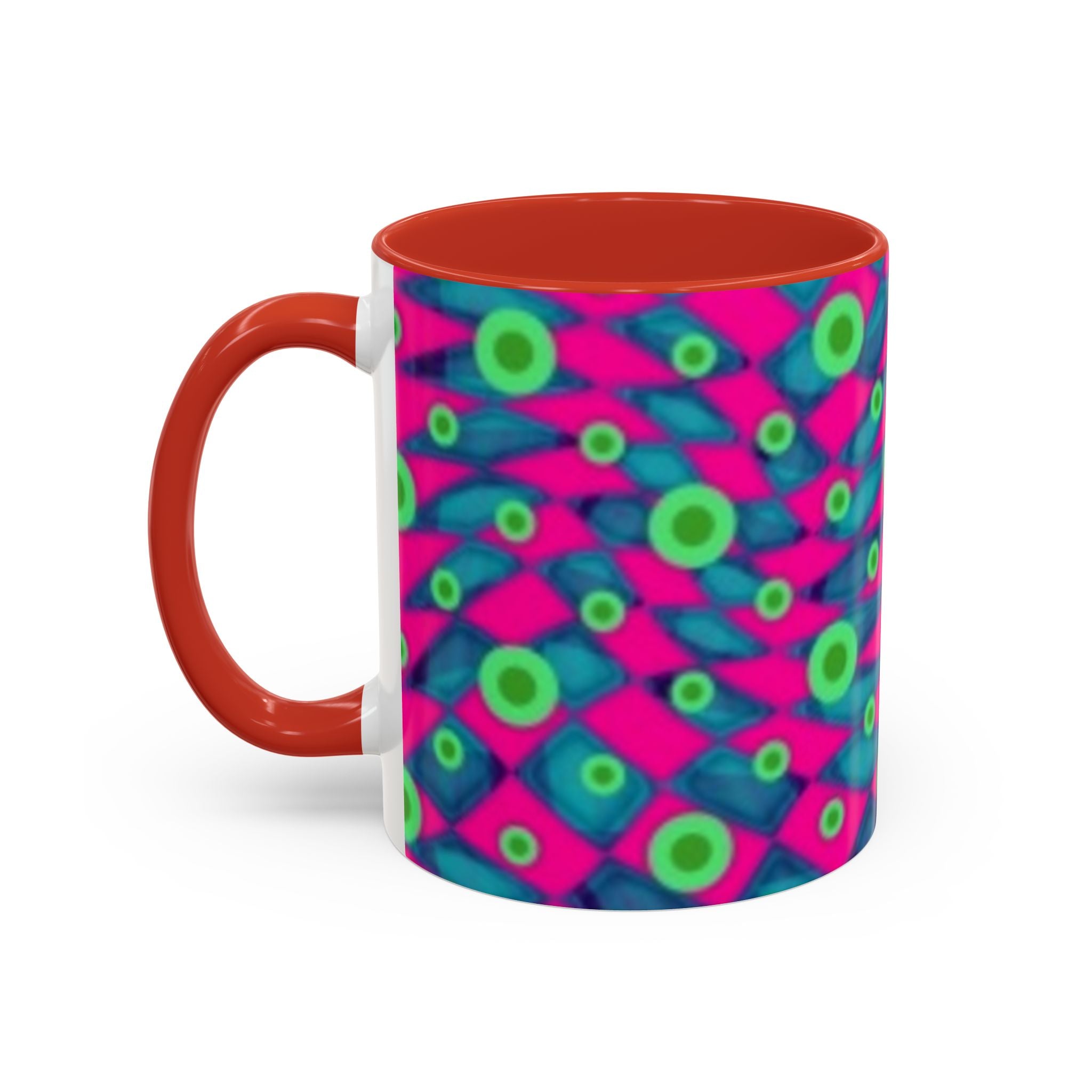 Abstract Neon Pattern Coffee Mug — Vibrant Retro Geometric Accent Mug (11/15oz)