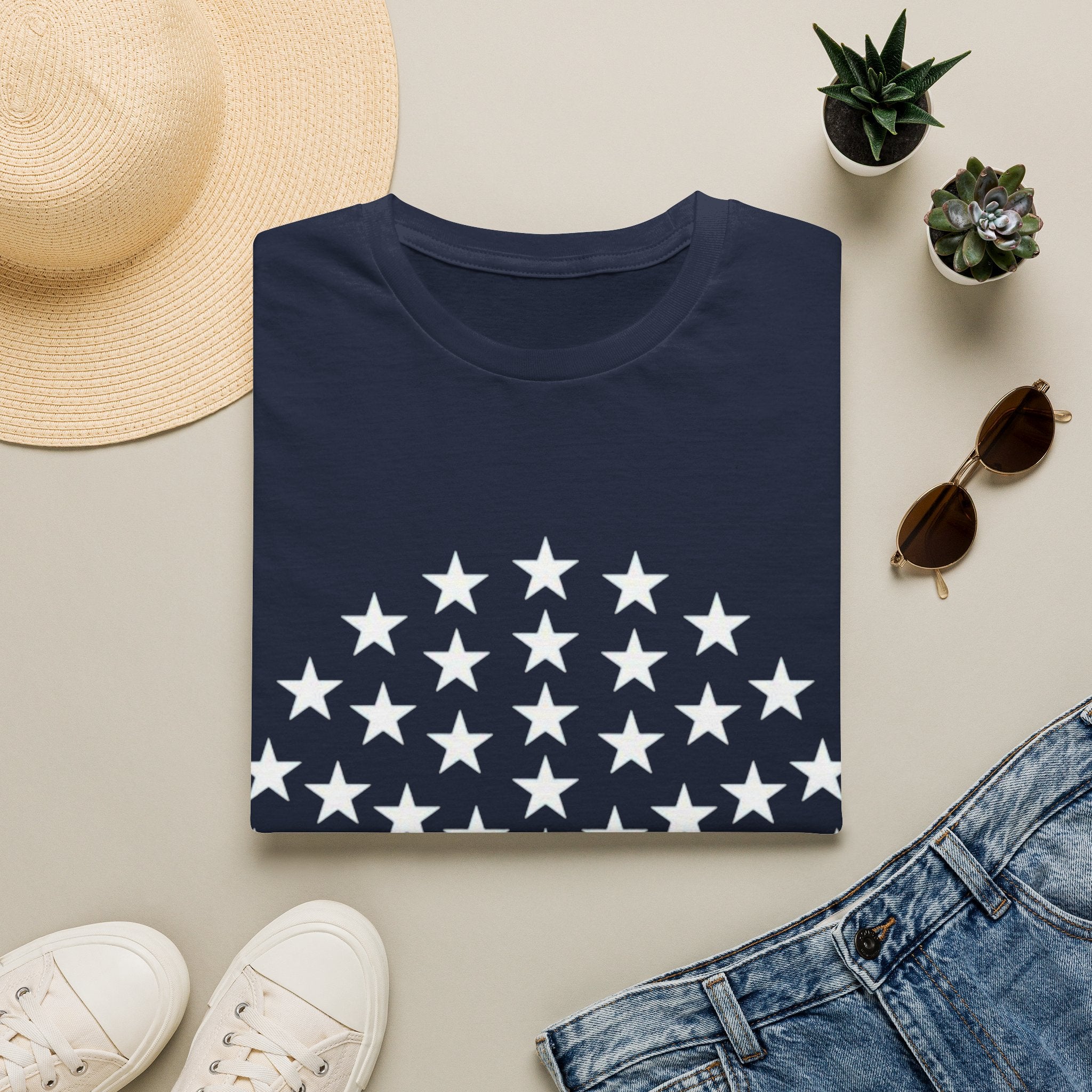 Racing Car Love Racing Patriotic Starburst Pocket T-Shirt – Blue Stars Chest Print