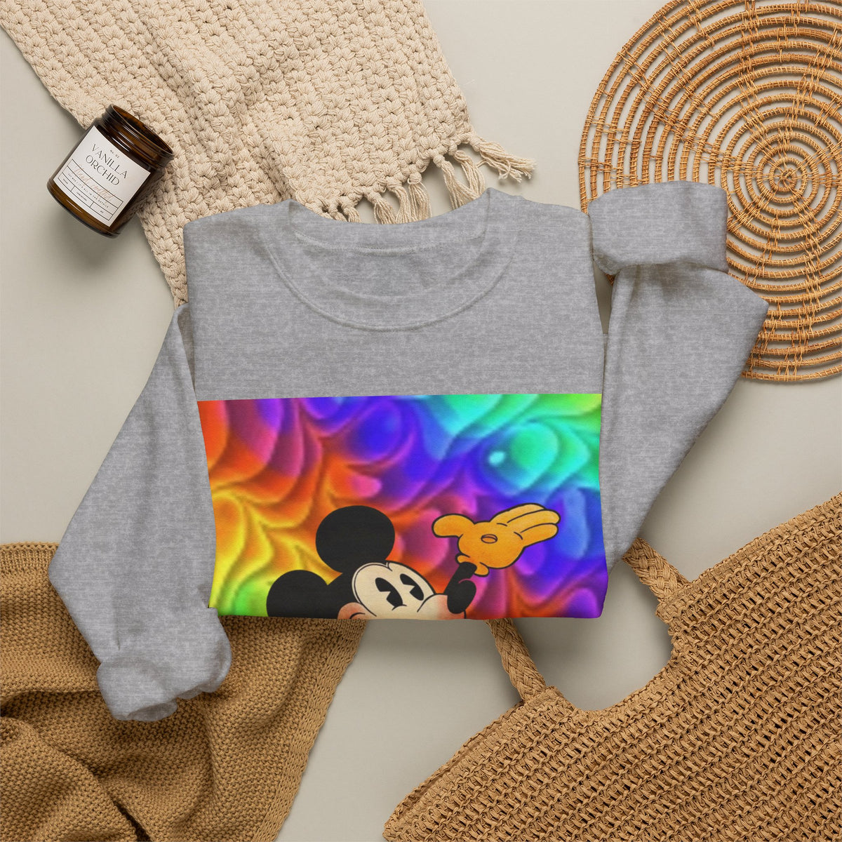 Mickey Mouse Rainbow Colors Unisex Heavy Blend Crewneck Sweatshirt