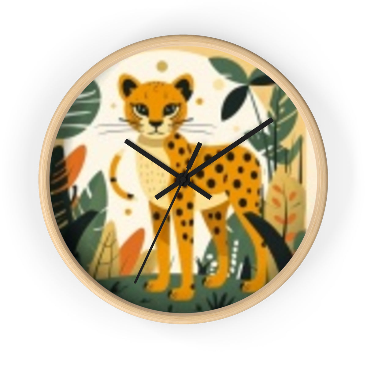 Cheetah Jungle Wall Clock — Cute Safari Nursery & Children  Decor