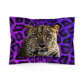 Leopard Face Pillow Sham — Bold Purple Leopard Print Microfiber Pillowcase