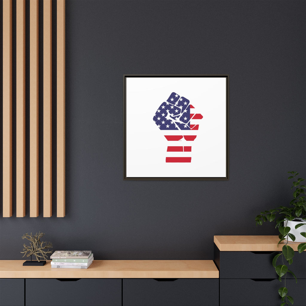 Framed Canvas Print – American Flag Fist Wall Art
