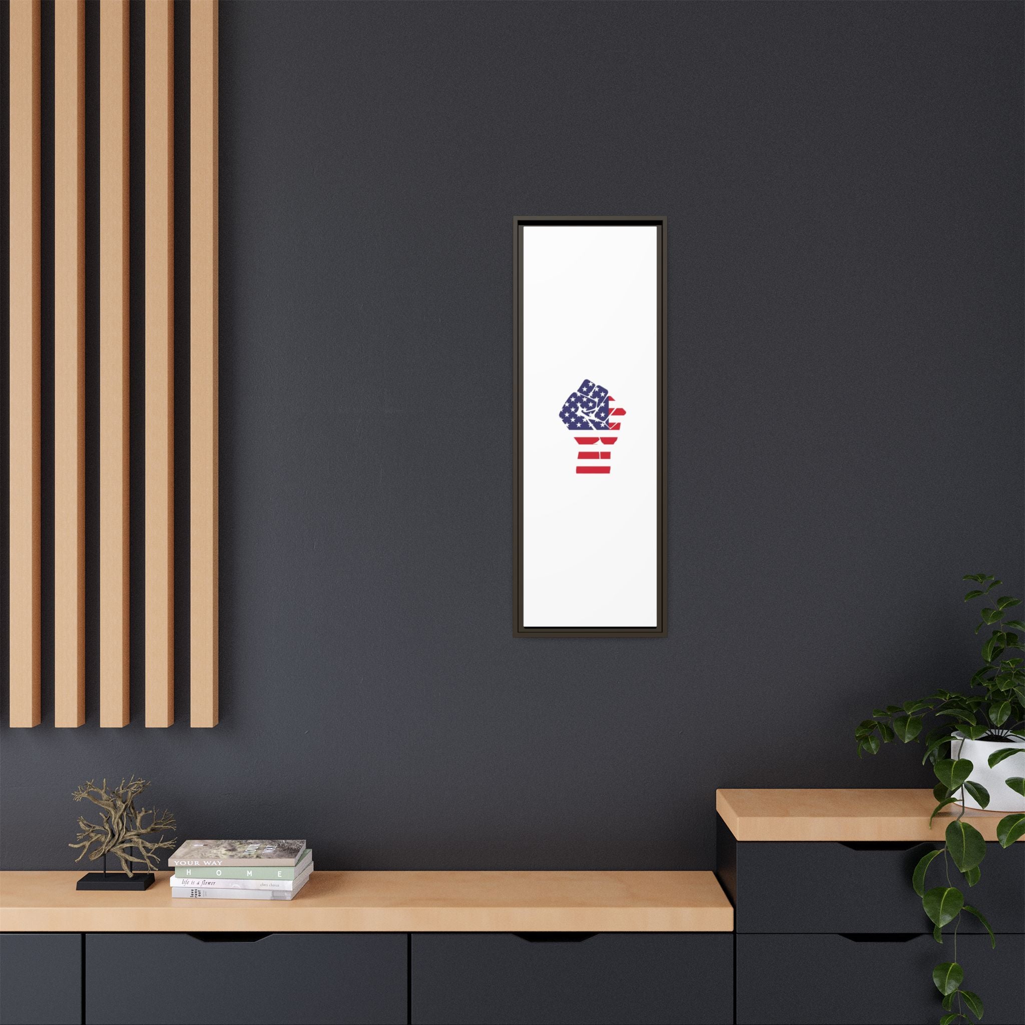 Framed Canvas Print – American Flag Fist Wall Art