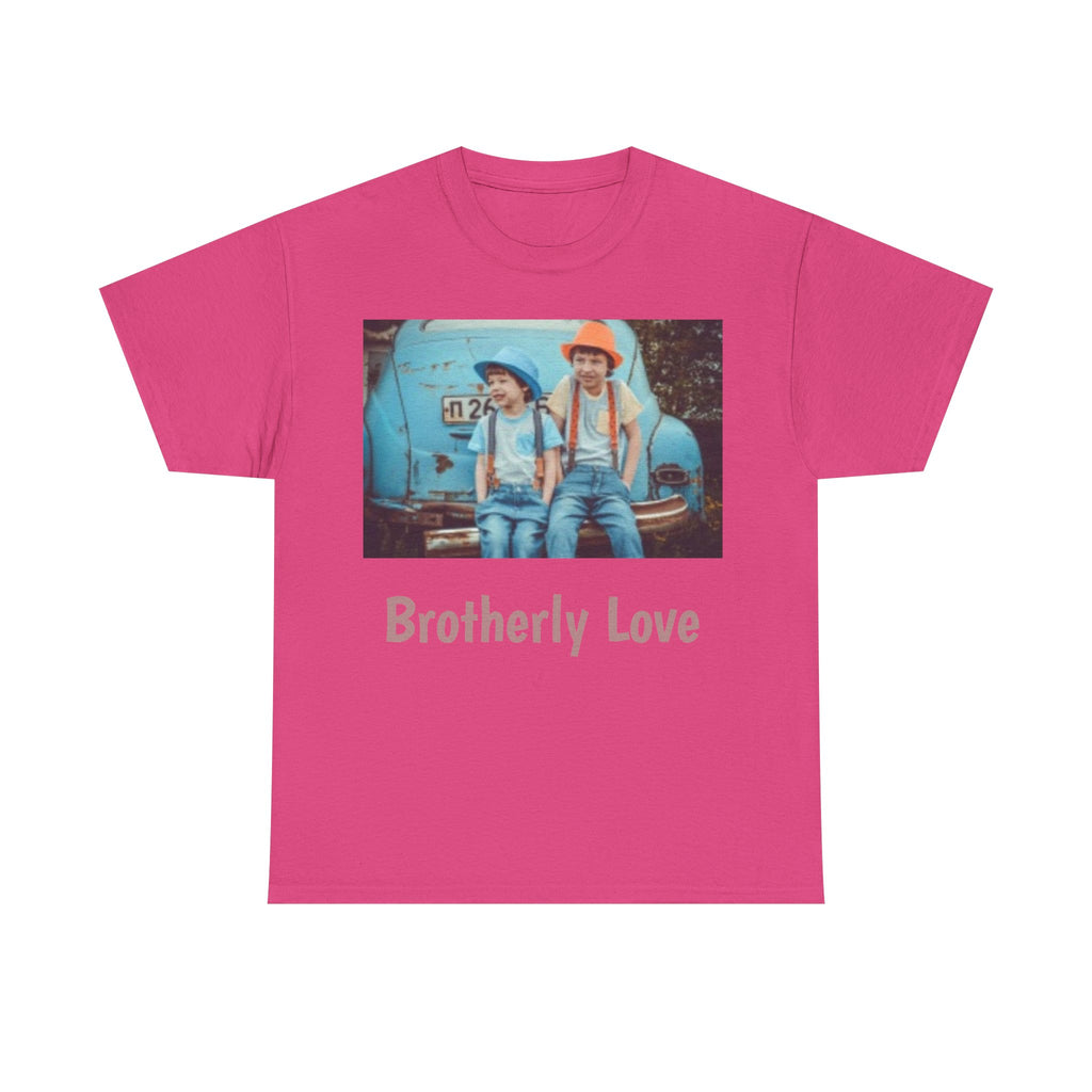Vintage Kids Photo Tee – Retro Brothers Sitting by Classic Car