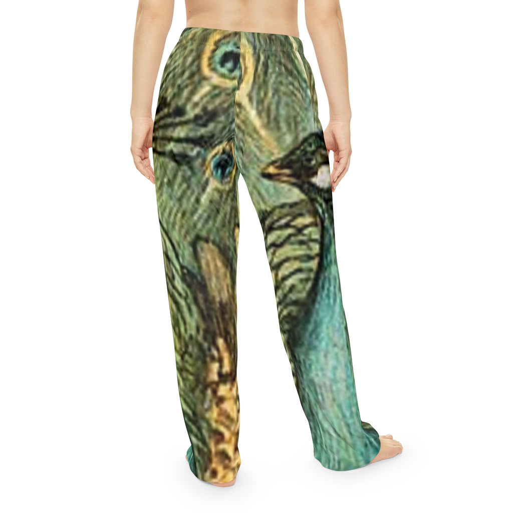 Peacock Print Pajama Pants — Women's Cozy All-Over-Print Lounge Pants