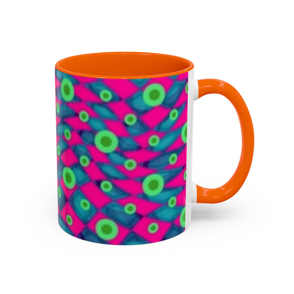 Abstract Neon Pattern Coffee Mug — Vibrant Retro Geometric Accent Mug (11/15oz)