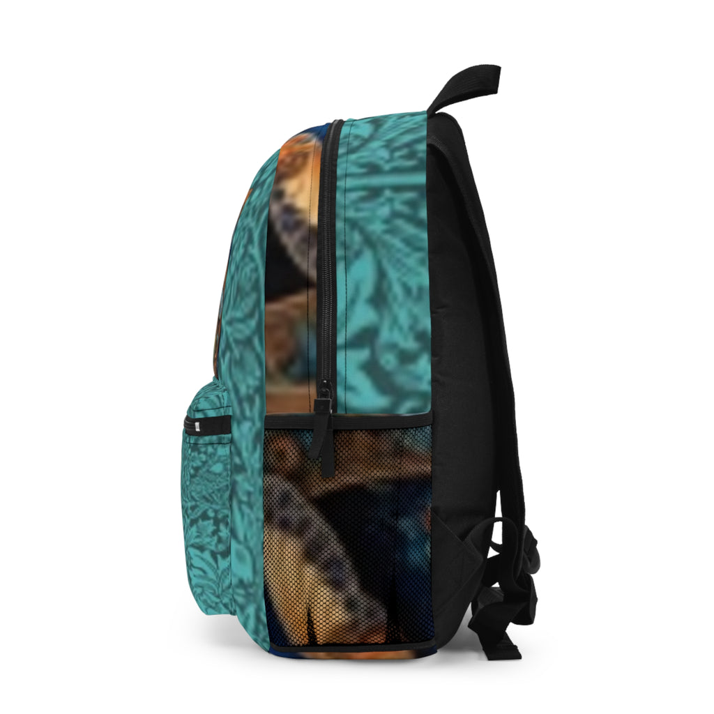 Teal Bohemian Heart & Dragonfly Backpack – Floral Artistic Daypack
