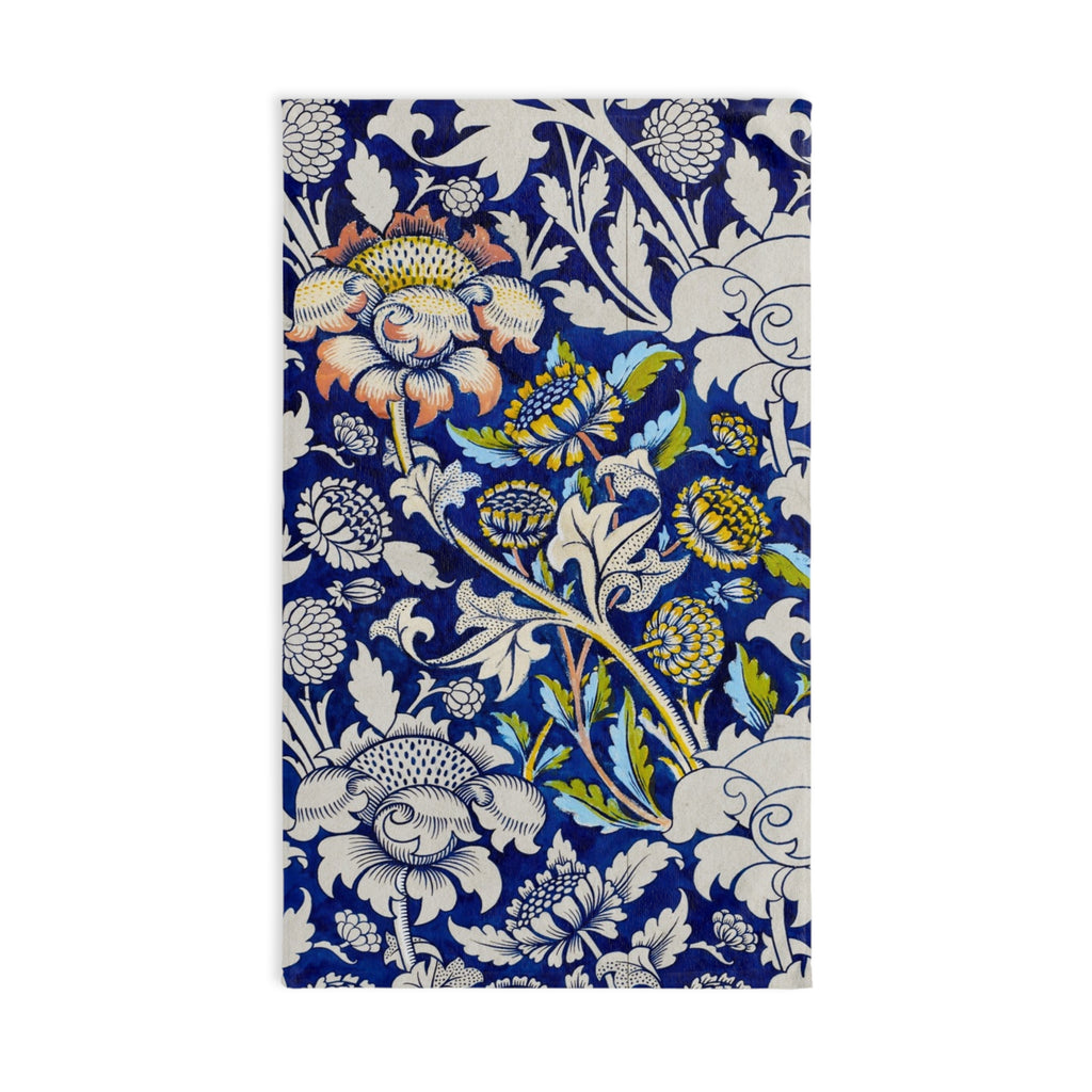 Blue Floral Design Hand Towel — Floral Bathroom Kitchen Decor