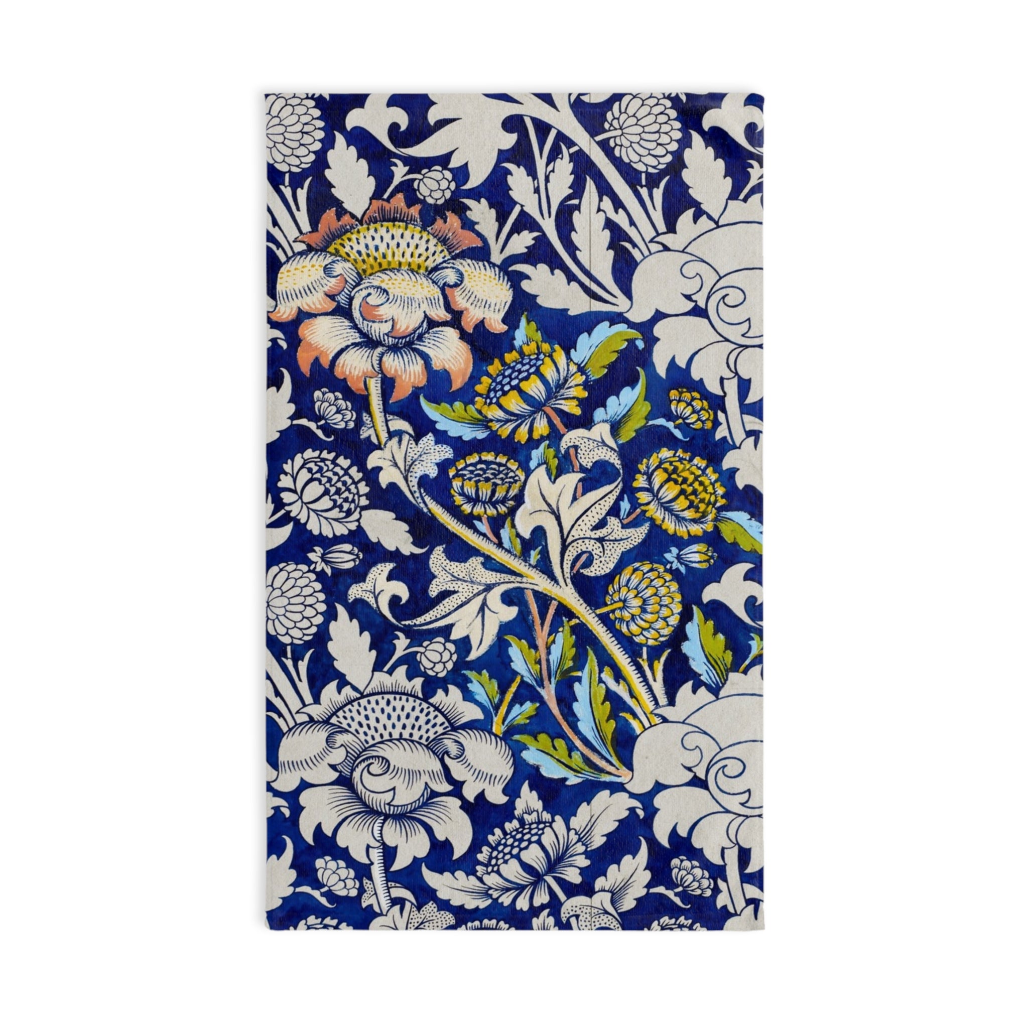 Blue Floral Design Hand Towel — Floral Bathroom Kitchen Decor